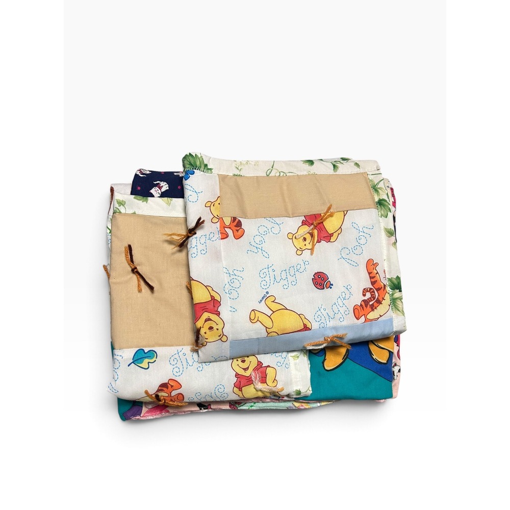 Vintage Character Patchwork Quilt & Sham,Nursery Quilt 90s Y2K Kids Bedding Pooh
